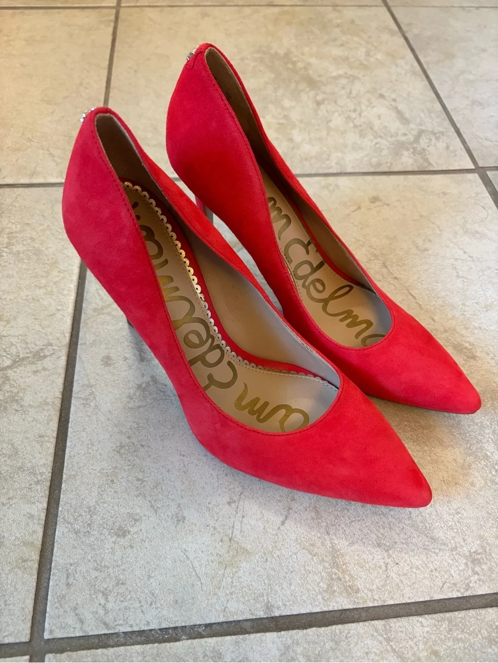 Sam Edelman Redish/ Pink Suede Pointed Toe Pumps